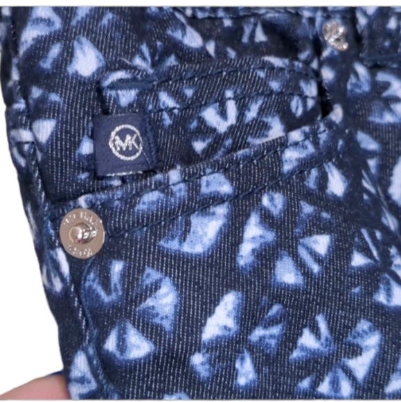 Mk Michael Kors Women's Size 6 Pants Navy Blue White Geometric Tie Dye Pattern - Picture 5 of 14